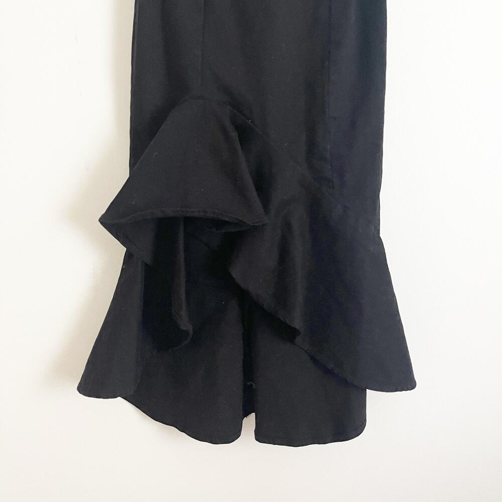 VICI Presentation Cotton Strapless Ruffle Denim Midi Dress Black Small S - Picture 6 of 10